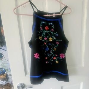 Missoni for Target Black Halter Camisole with Multicolor Floral Embroidery